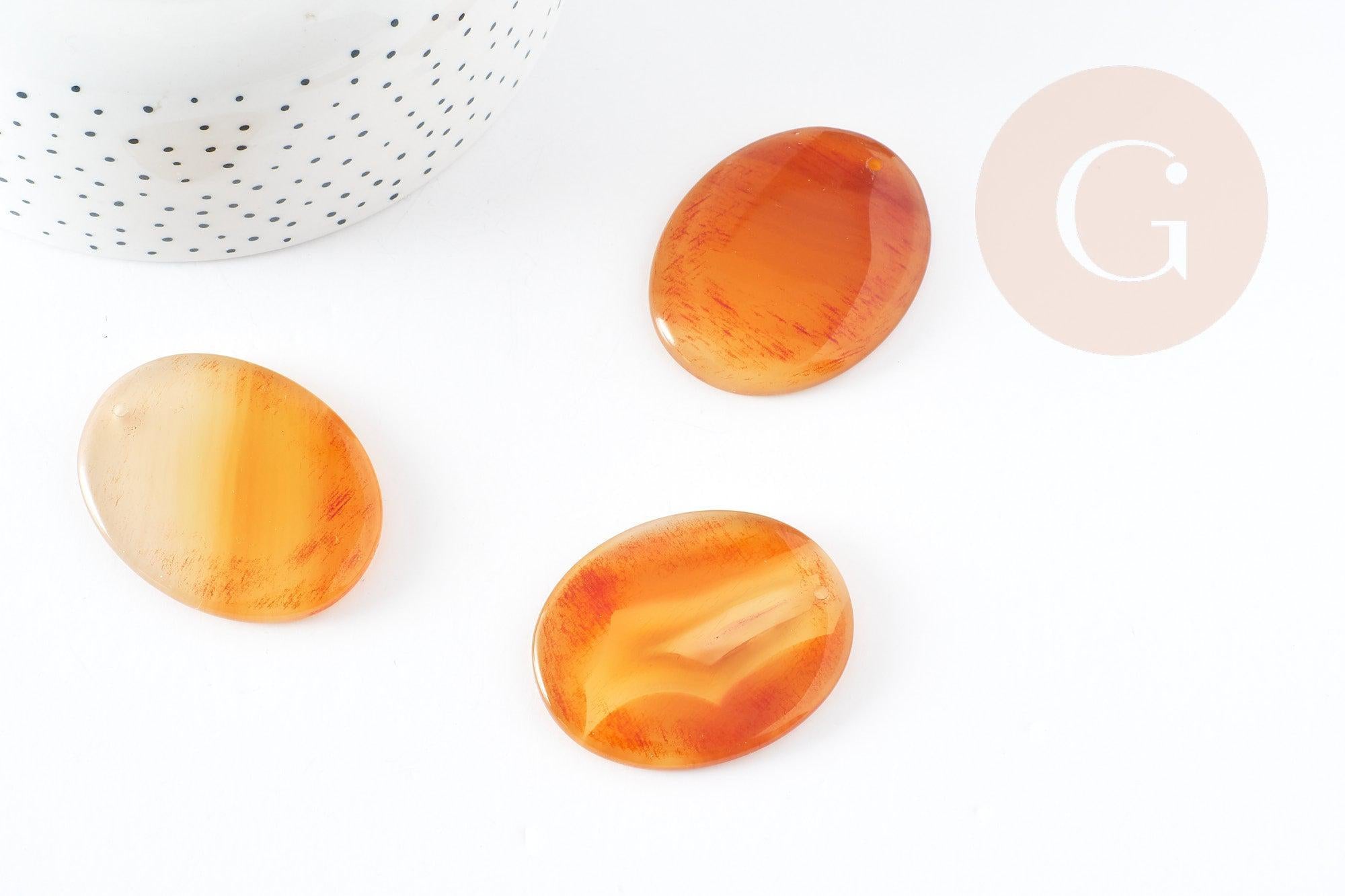 Pendentif ovale agate jaune, fournitures créatives, agate naturelle, agate jaune,création bijoux, pierre naturelle,53mm, x1, G5230