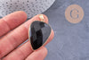 Pendentif ovale agate naturelle noire laiton doré 40mm, x1 (G2517)