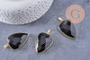 Pendentif ovale agate naturelle noire laiton doré 40mm, x1 (G2517)