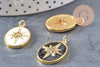 Pendentif ovale doré étoile émail résine 23mm,x1 (G5337)