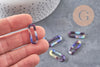 Pendentif ovale écaille bleu acétate 30mm,perle acétate,connecteur plastique, x2 (G1338)