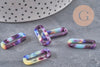 Pendentif ovale écaille bleu acétate 30mm,perle acétate,connecteur plastique, x2 (G1338)