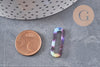 Pendentif ovale écaille bleu acétate 30mm,perle acétate,connecteur plastique, x2 (G1338)