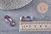 Pendentif ovale écaille bleu acétate 30mm,perle acétate,connecteur plastique, x2 (G1338)