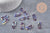 Pendentif ovale écaille bleu acétate 30mm,perle acétate,connecteur plastique, x2 (G1338)