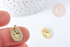Pendentif ovale étoile doré laiton avec anneau de jonction 18.5mm, pendentif doré pour création bijoux DIY, x1 G8864