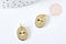 Pendentif ovale étoile doré laiton avec anneau de jonction 18.5mm, pendentif doré pour création bijoux DIY, x1 G8864