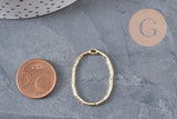 Colgante ovalado hueco de zamac dorado texturizado 30mm, x2 (G11259)