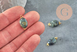 Pendentif ovale jaspe kambaba vert et laiton doré 19mm,pendentif création bijoux pierre naturelle, x1 G5756