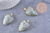 Pendentif ovale labradorite naturelle laiton doré 40mm, x1 (G2516)