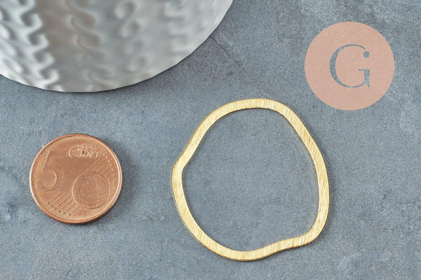 Pendentif ovale laiton brut 38mm, création bijoux géométrique, x2 (G3252)