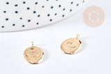 Pendentif ovale mauvais œil laiton doré 18K 17mm, pendentif laiton doré chance, x1 G8867