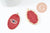 Pendentif ovale oeil protecteur émail rouge bordeau zamac doré 39mm, pendentif laiton émaillé,sans nickel, x1 (G5915)