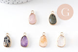 Pendentif ovale pierre naturelle Initiale 20mm, x1 (G10945)