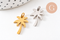 304 stainless steel palm tree pendant, gold or platinum, 17.5mm to 22mm, x1 (G10289)
