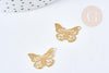 Pendentif papillon filigrane acier 201 inoxydable doré 18mm, x1 (G8725)