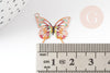 Pendentif papillon filigrane coloré laiton doré 16.5x19mm , pendentif sans nickel,x2 (G4666)