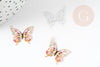 Pendentif papillon filigrane coloré laiton doré 16.5x19mm , pendentif sans nickel,x2 (G4666)