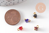 Pendentif perle triangle doré carats cristal multicolore transparent 8mm,pendentif cristal, pendentif doré cristal, x10 (G6247)