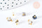 Pendentif perle triangle doré cristal, cristal gris noir transparent 8mm, x10 (G6952)