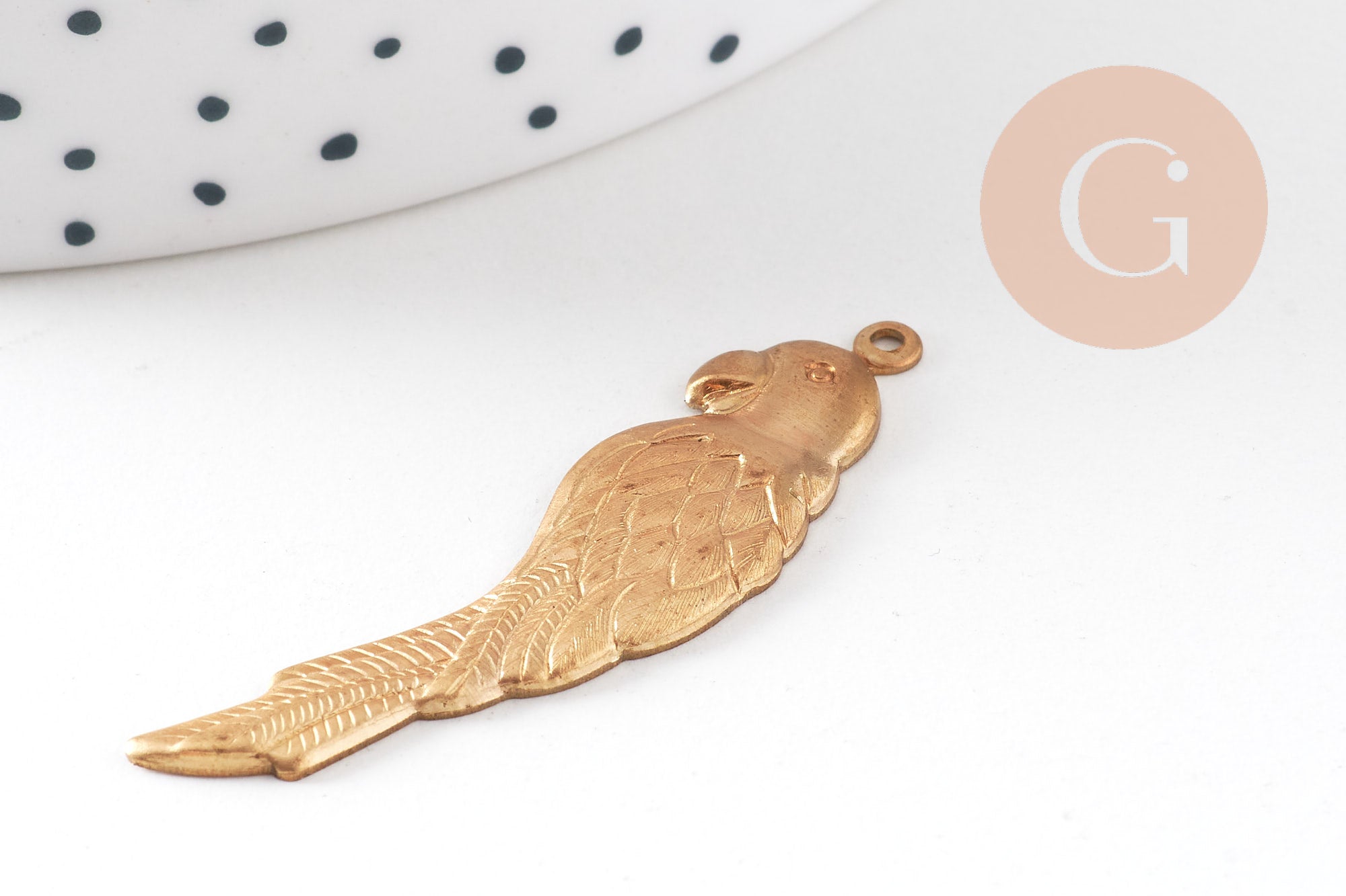 Pendentif perroquet en laiton brut doré,fournitures créatives, médaillon Vintage, fournitures laiton brut,41mm, x1-G1240