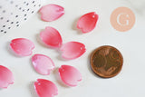 Pendentif pétale verre corail clair 16mm, perles verre tchèque, perle végétal, x10 (G7086)