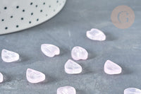 Pendentif pétale verre rose clair 12mm, perles verre tchèque, perle végétal, x10 (G8252)