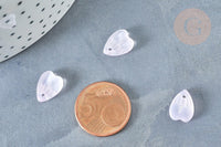 Pendentif pétale verre rose clair 12mm, perles verre tchèque, perle végétal, x10 (G8252)