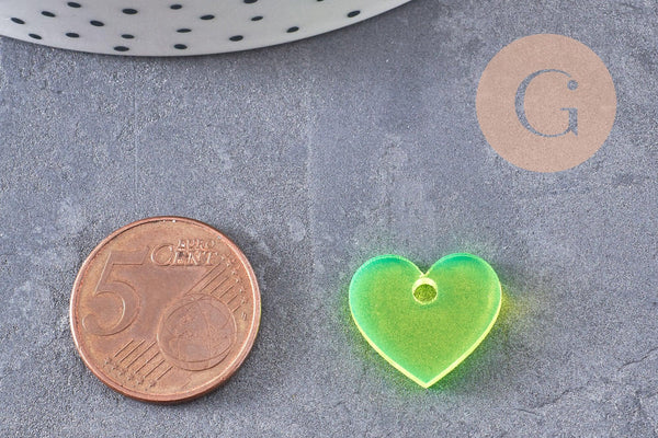 Pendentif petit coeur acrylique 15mm, x4 (G10154)