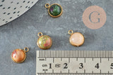 Pendentif pierre acier 304 inoxydable doré 19mm, x1 (G9487)