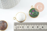 Pendentif pierre acier 304 inoxydable doré 27mm, x1 (G9486)