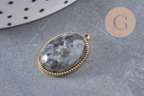 Pendentif pierre naturelle acier 304 inoxydable doré/platine 22mm, x1 (G10982)