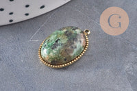 Pendentif pierre naturelle acier 304 inoxydable doré/platine 22mm, x1 (G10982)
