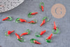 Pendentif piment rouge,perle verre tchèque,piment verre,pendentif verre,verre artisanal,pendentif chance,25mm, x 10 G1942