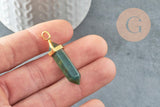 Pendentif pointe agate indienne naturelle zamac doré 37-40mm,pendentif bijoux pierre naturelle, x1 G3250