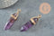 Pendentif pointe charoite violette naturelle zamac doré 39mm, x1 (G1389)