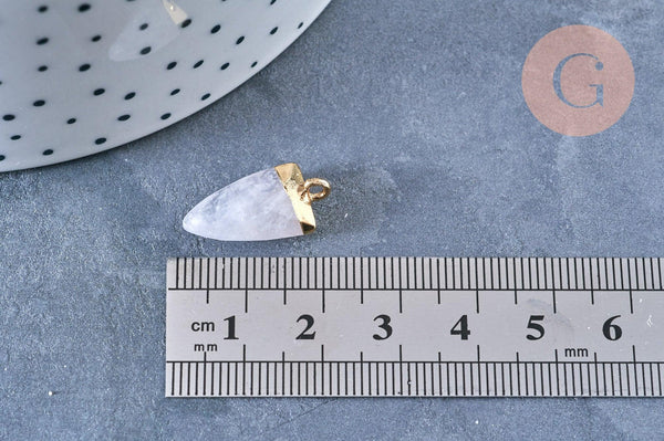 Pendentif pointe cristal de roche facettée fer doré 21mm, pendentif bijou pierre naturelle, x1 G7410