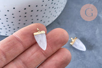 Pendentif pointe cristal de roche facettée fer doré 21mm, pendentif bijou pierre naturelle, x1 G7410