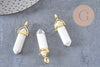 Pendentif pointe howlite blanche, pendentif bijoux, pendentif pierre, howlite naturelle, pendentif howlite,40mm, x1 G1691