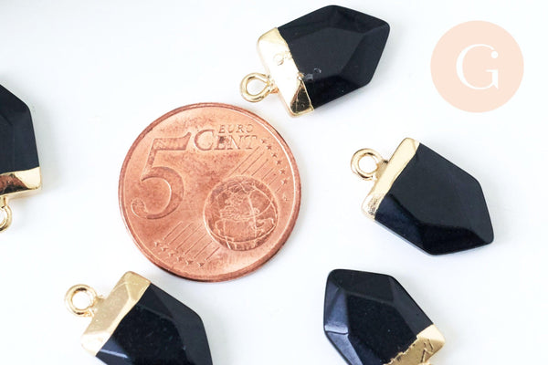 Pendentif pointe jade noir teinté, pendentif , bijou pierre,pendentif pierre, jade naturel, pendentif bleu,19mm, x1 G5510