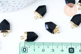 Pendentif pointe jade noir teinté, pendentif , bijou pierre,pendentif pierre, jade naturel, pendentif bleu,19mm, x1 G5510