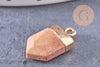 Pendentif pointe jaspe naturelle laiton doré 19mm, x1 (G7153)
