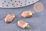 Pendentif pointe jaspe naturelle laiton doré 19mm, x1 (G7153)