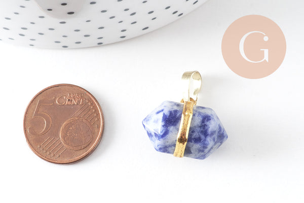 Pendentif pointe sodalite bleue,fourniture créative,pendentif bijoux, fabrication bijoux, pendentif pierre,sodalite naturelle,22mm, x1 (G1145)
