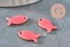 Pendentif poisson laiton brut émail rose 13.5mm, x2 (G10130)