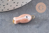 Pendentif poisson porcelaine multicolore Acier 304 inoxydable doré 25mm, x1 (G9816)