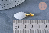 Pendentif polygone facettée jade naturel blanc laiton doré 19,5mm, création bijoux pierre naturelle, x1 G7154