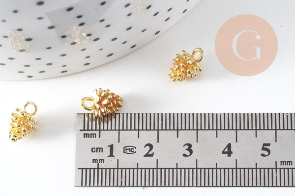 Pendentif pomme de pin laiton brut 12mm, x5 G0375