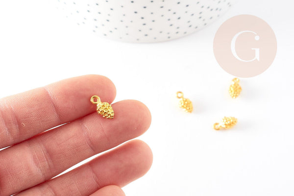 Pendentif pomme de pin zamac doré 13mm,x10 G3916