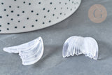 Pendentif queue de poisson acrylique blanc transparent 27mm, x2 (G7281)